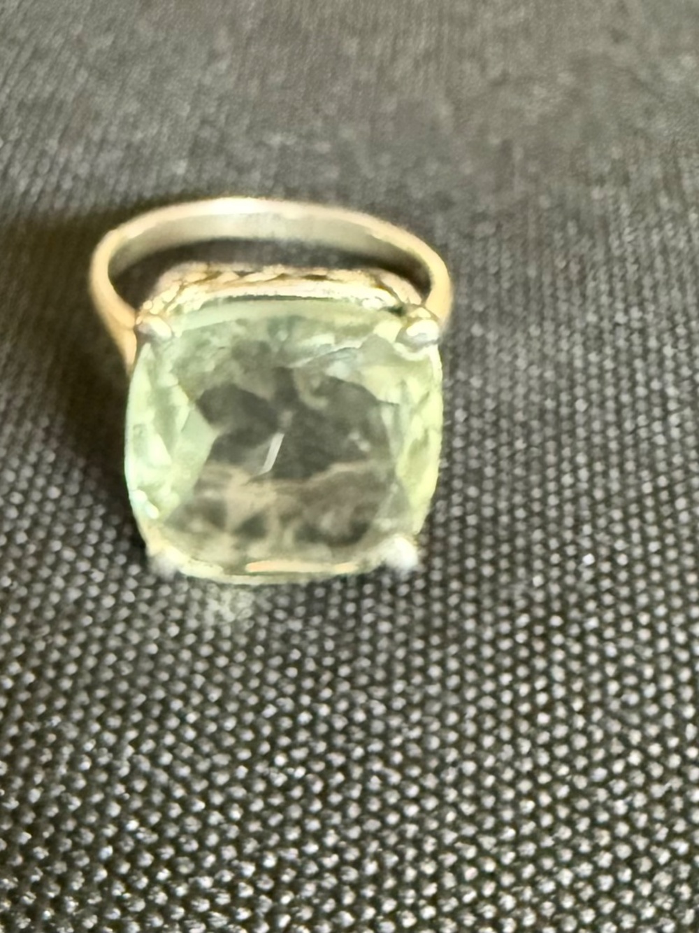 Vintage green amythyst prasolite ring marked 925